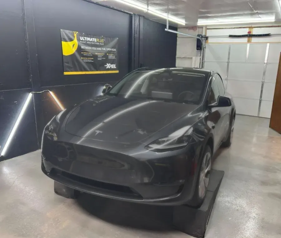 The same Model Y with a simulated satin finish
